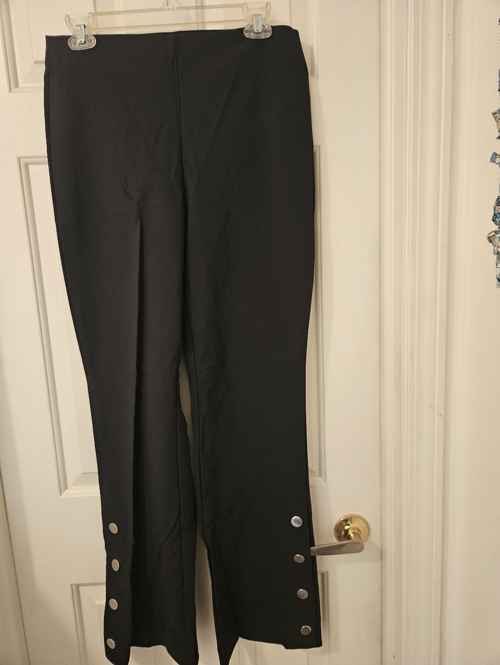 INC International Concepts Black Snap-Trim Flare Pants